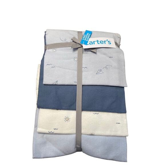 Carter’s 4 Pack of Receiving Blankets NWT Blue/Grey - Picture 1 of 3
